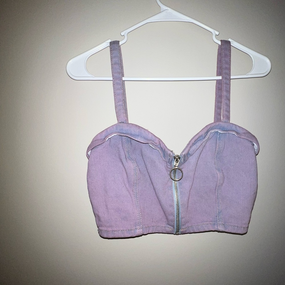 Forever 21 Lavender Denim Crop Top